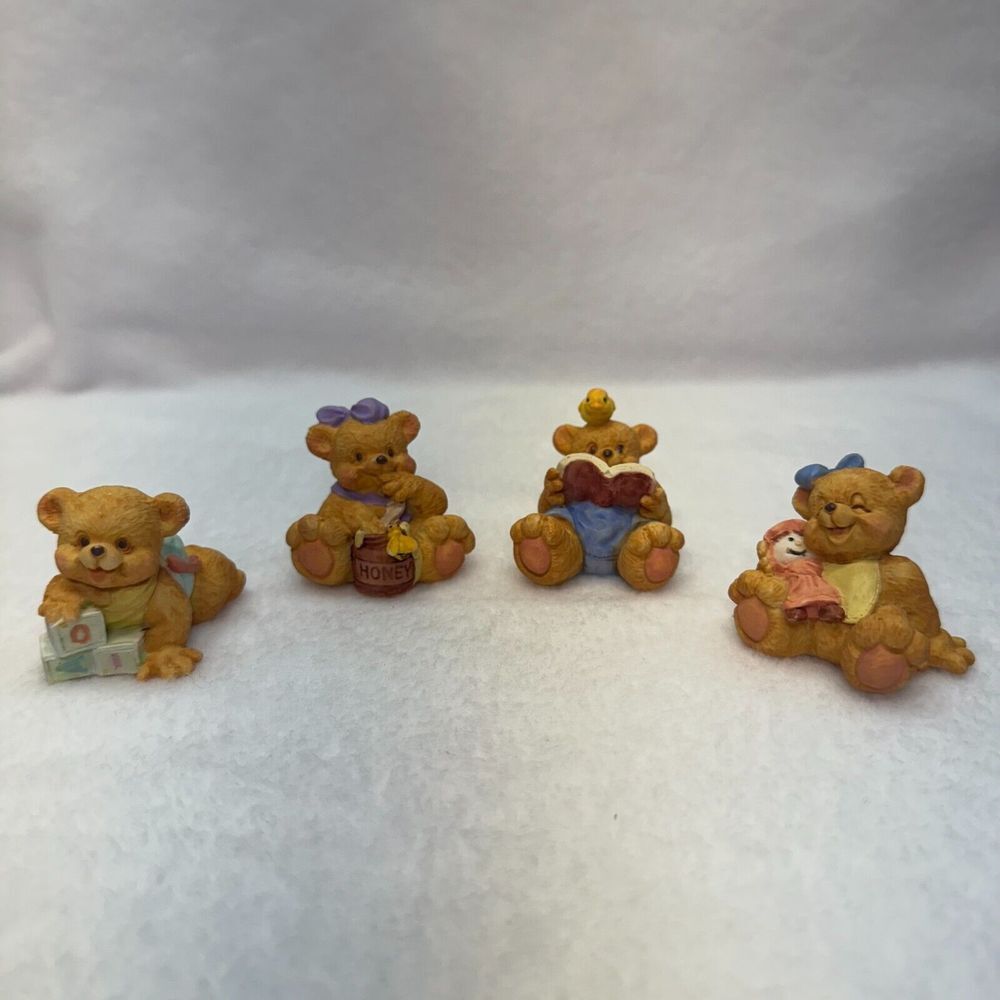 VTG Lot of 4 Teddy‎ Bear baby Anthropomorphic 1994 J.C Resin figurines miniature